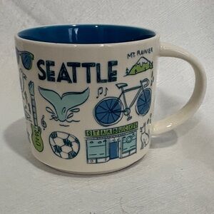 Starbucks Been there series Seattle Mug - Blue Interior with White Exterior